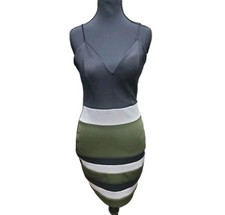 Vintage Windsor Dress Womens Medium Black & Green Bodycon Mini V-neck Party