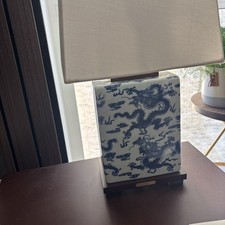 RALPH LAUREN Porcelain Blue White Dragon Table Lamp 42x23cm Luxury Designer Home