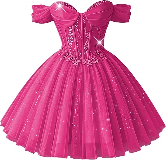short hot pink prom dress products for sale | eBay