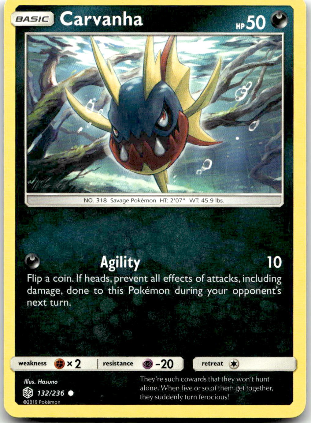 Pokemon Carvanha Cosmic Eclipse SM12 #132/236 Common LP