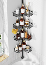Tension Pole Shower Caddy Corner for Bathroom, Adjustable 25In-114In Floor to Ce