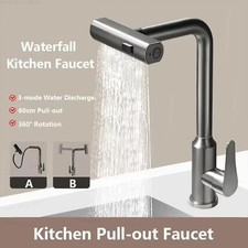 Grey/silver Pull Out Kitchen Faucet, Flexible Hot and Cold Water Kitchen Sink