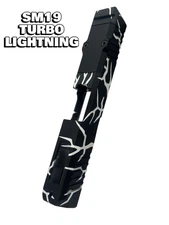 Turbo For Glock 19 Slide gen3 NEW Cerakote upper stripped Black/White LIGHTNING