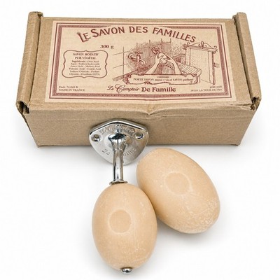Le Savon des Familles wall-mounted rotary soap holder + 2 family counter soaps
