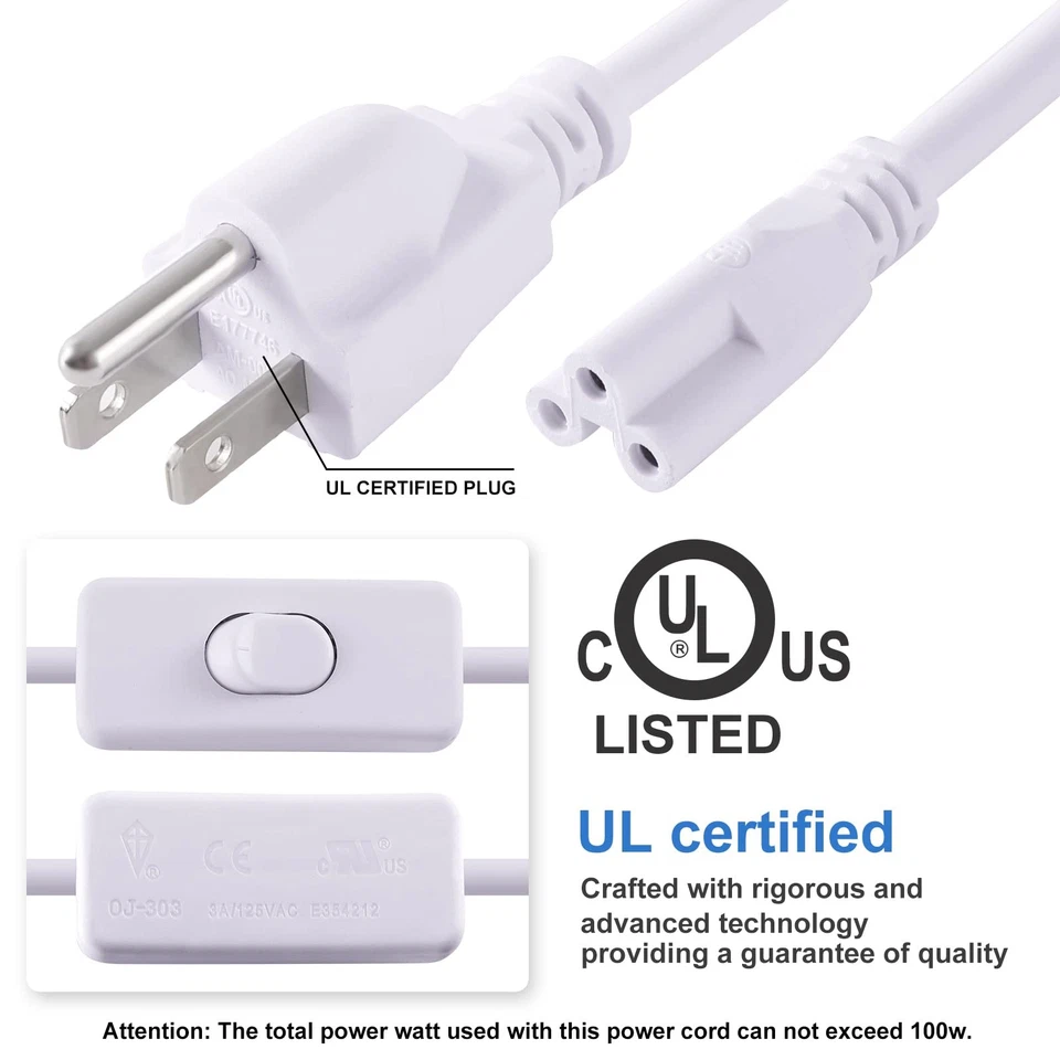 T5 T8 Power Cord, 6FT Long LED Light Cord with On/Off Switch, LED Wire Connec... - Image 2 of 4