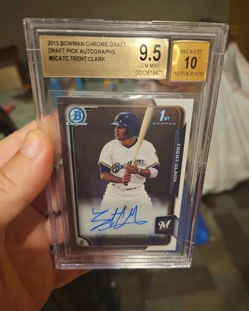 2015 Bowman Draft Chrome Trent Grisham Clark 1st RC BGS 9.5/10 Auto Yankees