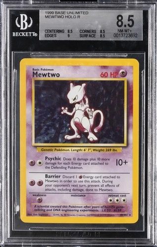 1999 POKEMON BASE SET HOLO #10 MEWTWO BGS 8.5