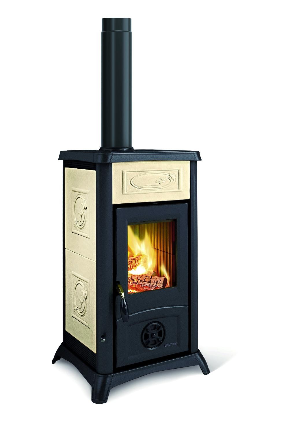 Nordica Extraflame Stufa a Legna con Forno in Ghisa 7 kW Liberty Panna Gemma 5.0