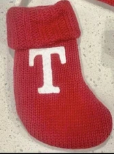 Target Wondershop Red Mini 7" Christmas Stocking w/ Embroidered "T” Letter Knit