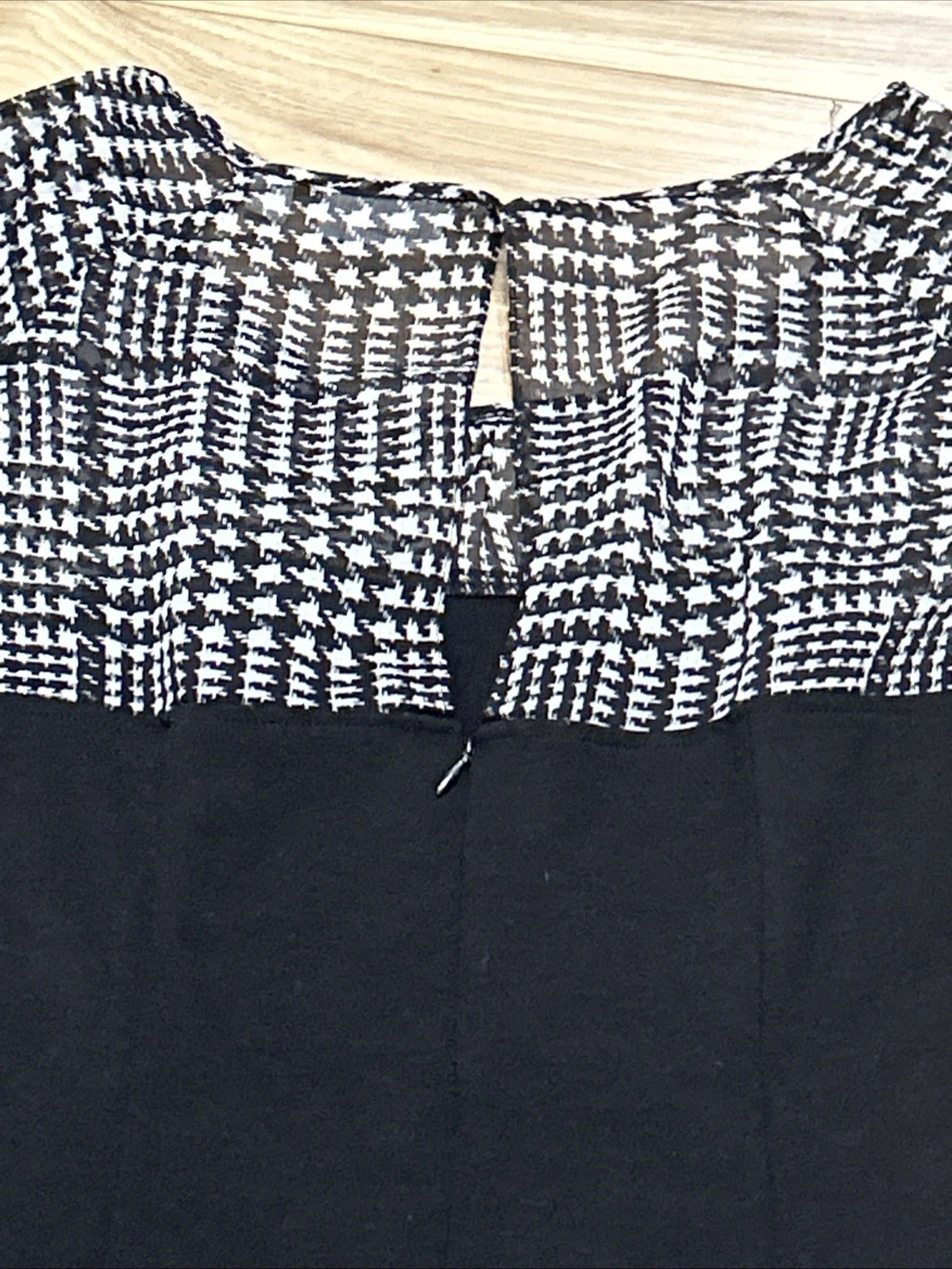 VETEMENTS Abito a tubino nero in maglia New York & Co taglia 12 semi velato giogo manica corta us intime ottimeioni