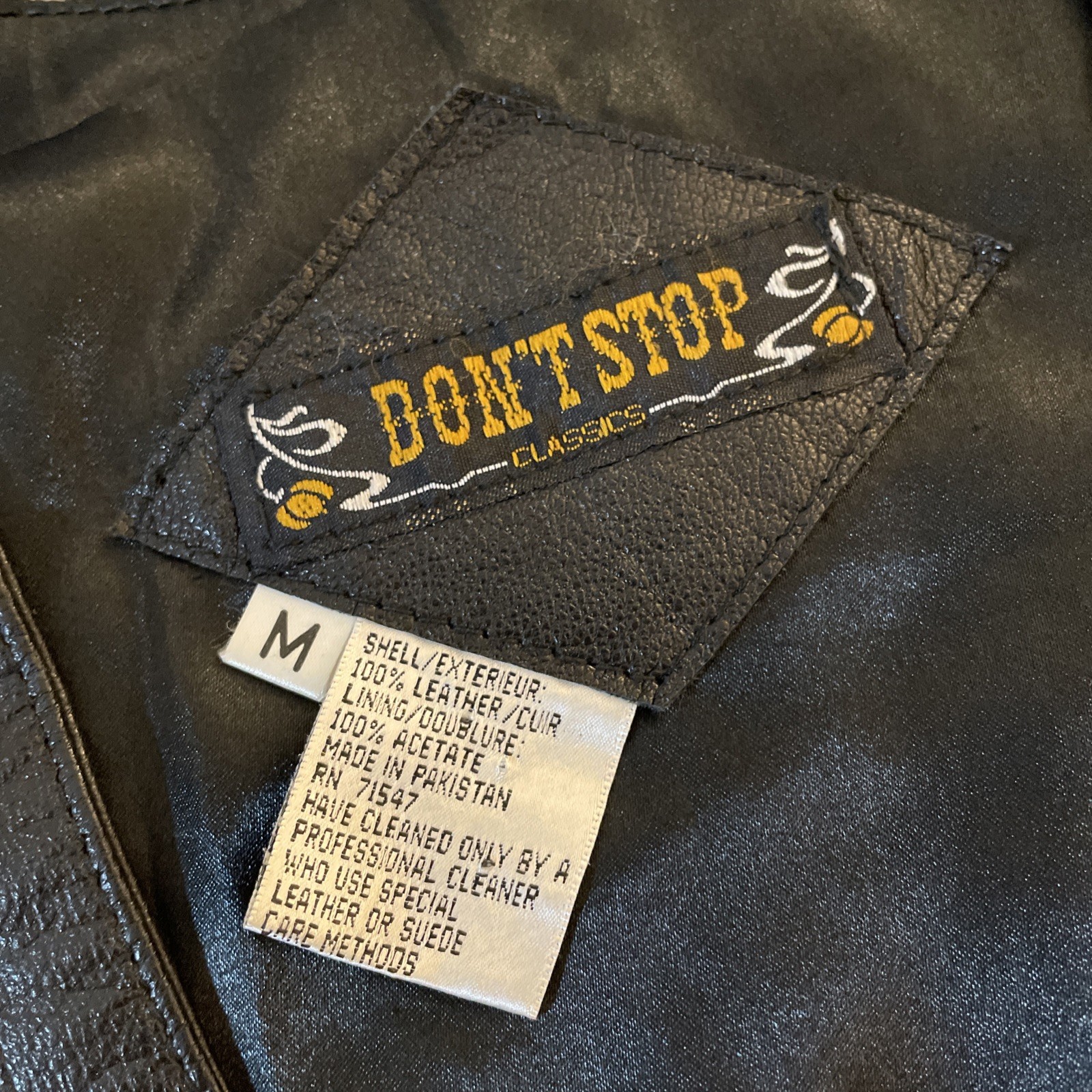 Don't Stop Classics Mens M 24x18 Black Leather Vest West Cowboy Biker Snap Rodeo