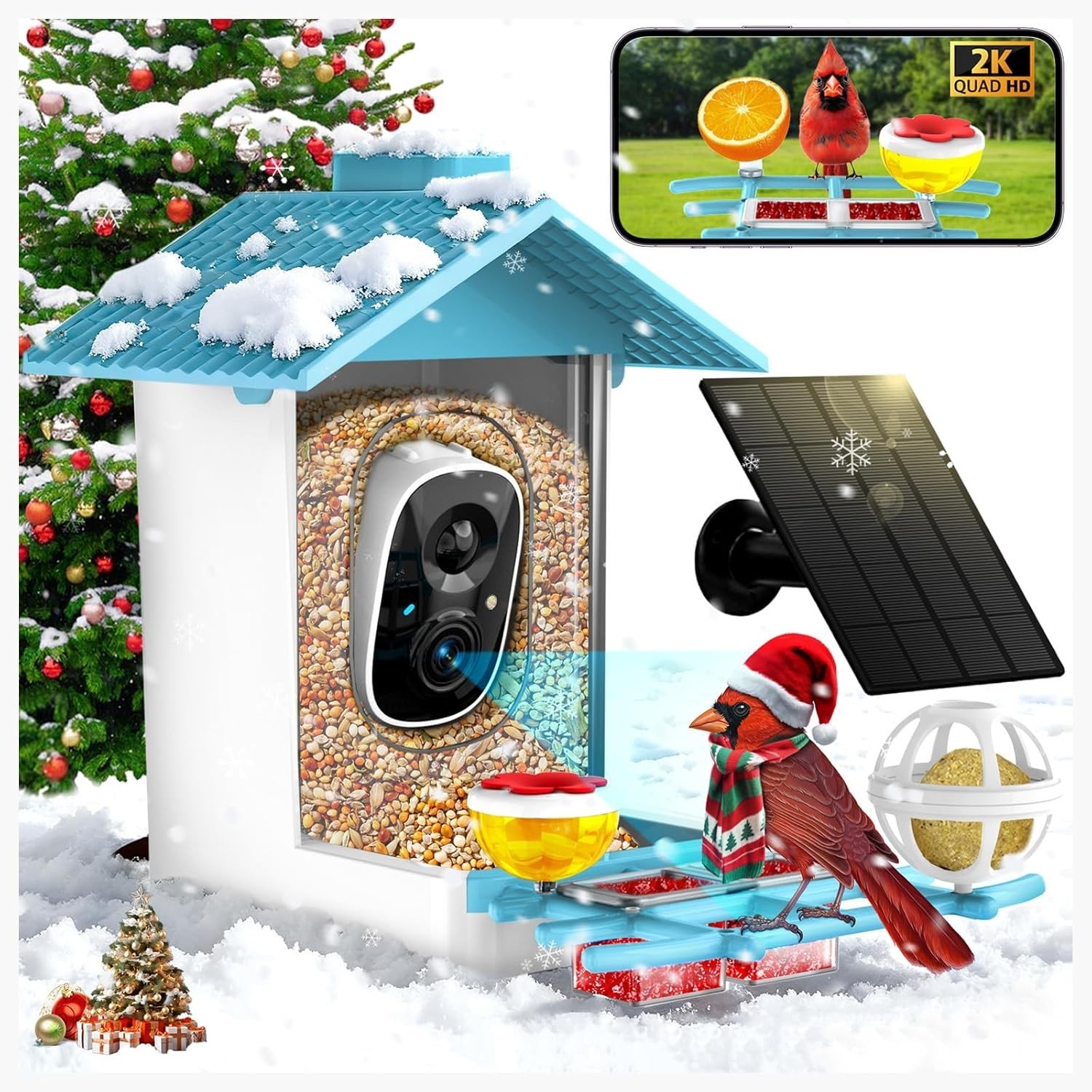 Smart bird Feeder with Camera Solar Powered,AI Identify Bird Species,A...