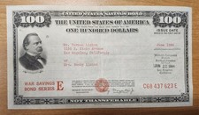 June 1944 Series E $100 United States War Savings Bond C68 437 623 E