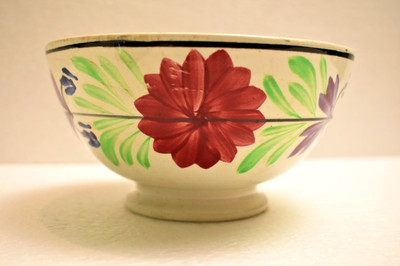 Antique Petrus Regout Maastricht Bowl Hand Painted Floral Crescent Star Hollan''R