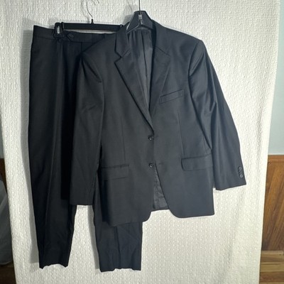 @pt John W Nordstrom 40R Black on Black Plaid 2-Piece Suit Loro Piana 120s 33x32