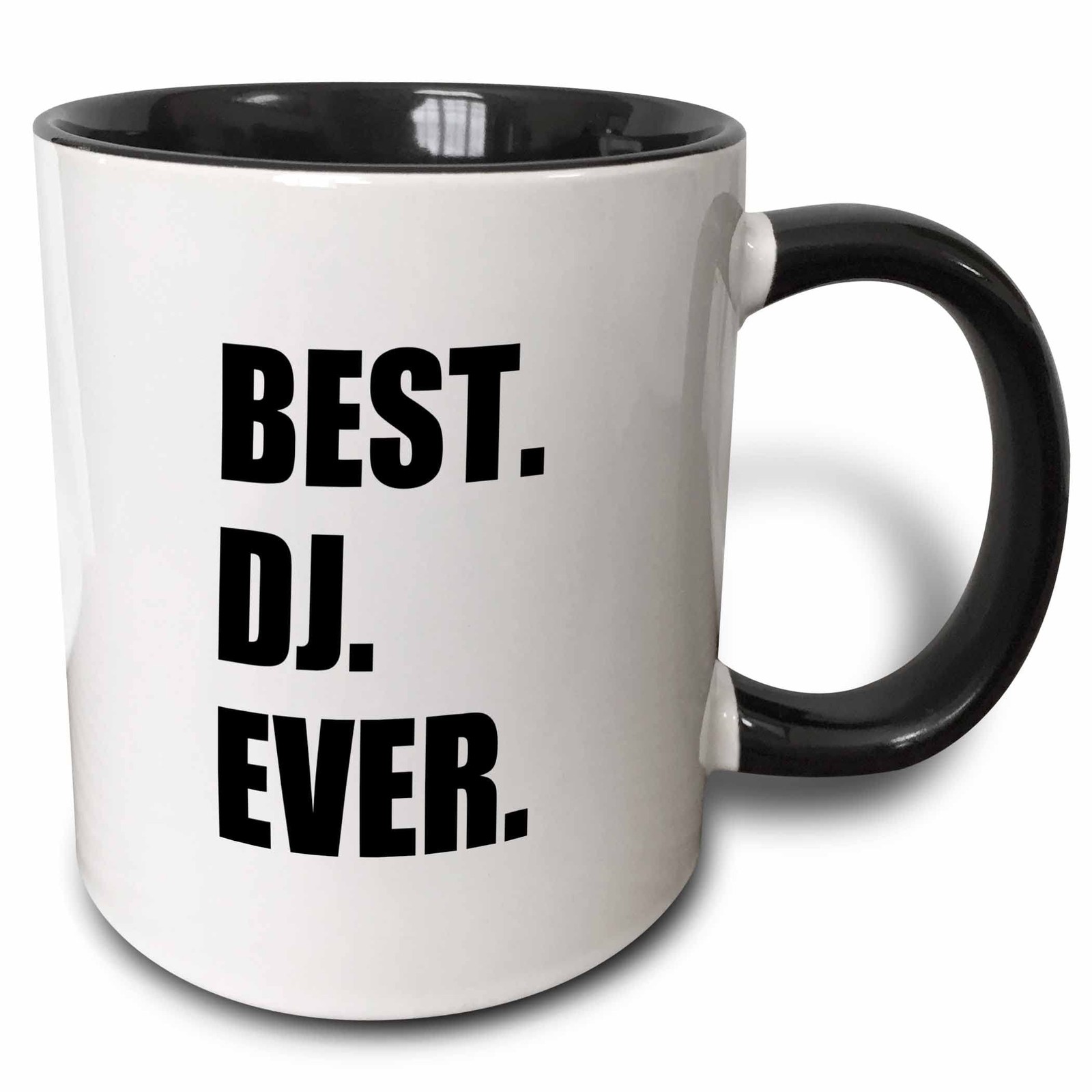 3dRose Best DJ Ever Mug Two Tone Black 11oz Music Deejay Gift Coffee Cup