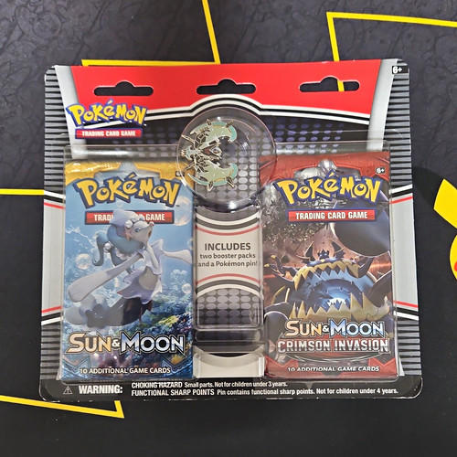 Pokémon TCG Sun & Moon/Crimson Invasion Pin Blister 2 Packs (20 Cards) EN 6+