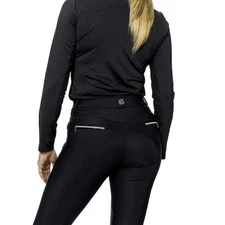 KL Select Gabrielle Knee Patch Breech | Black w/ Black Patent