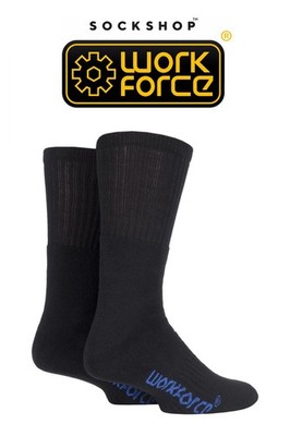 WORKFORCE Herren Cushion Foot Baumwolle Arbeitssocken in Schwarz oder Marine 6-11 1 Paar Pack