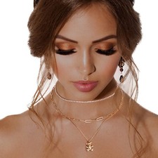Teddy Bear Necklace Set 3 Pcs Gold Stylish Jewelry Accessory
