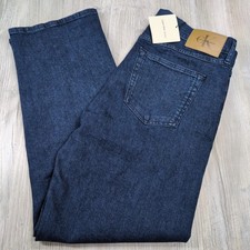 Calvin Klein Signature 90s Straight Jeans Dark Wash Blue Denim Mens 34x30 New