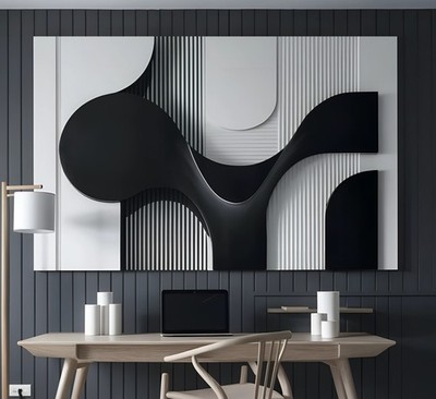 LEINWAND BILDER BIS 170x110x5 ABSTRAKTE KUNST SCHWARZ WEISS GRAU 3D OPTIK MODERN