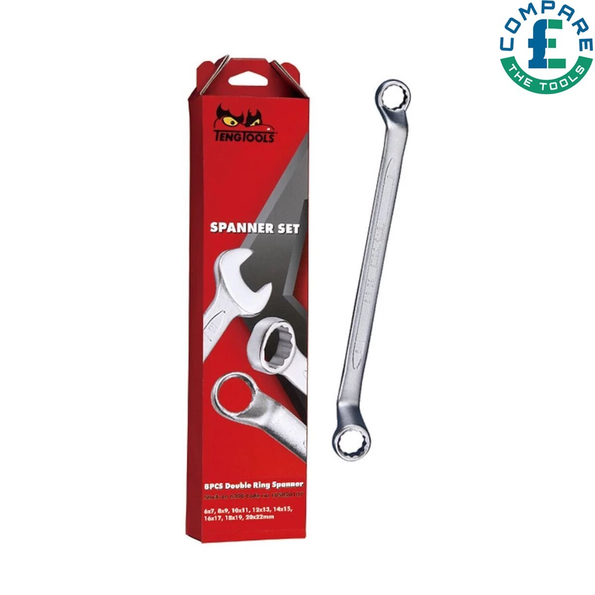 Teng Tools 6308 Double Ring Spanner Set 8 Pieces