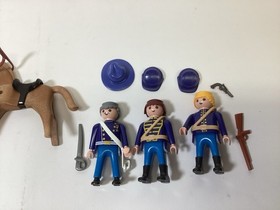 Playmobil 3 Union Yankee Civil War Soldiers From Western City Set 70944 HTF