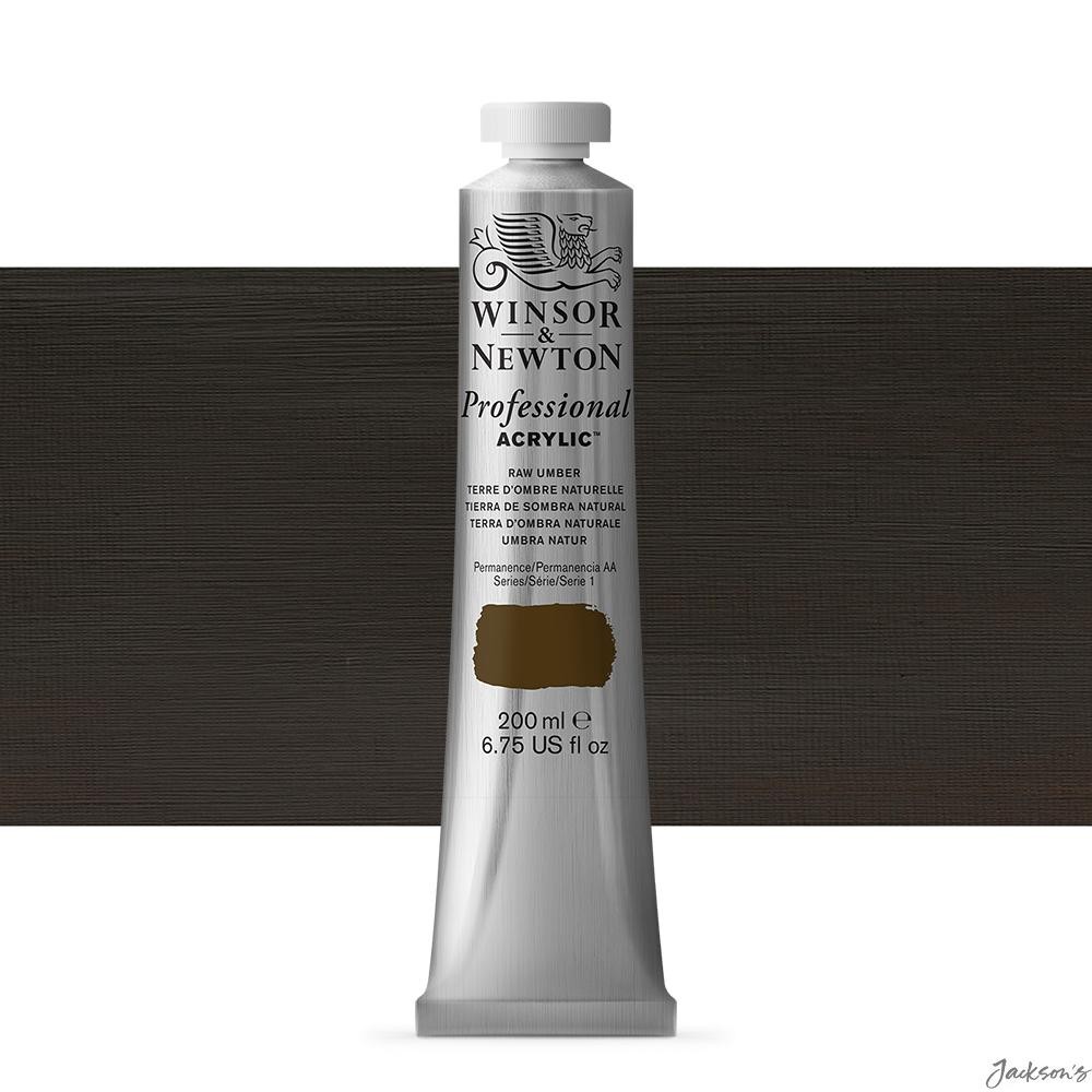 Winsor & Newton Professional Acrylic Paint Tube 200ml Raw Umber Artist Colour