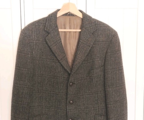 Chaqueta Harris Tweed Vintage Aprox 44 Pecho Verde Profundo Marrón