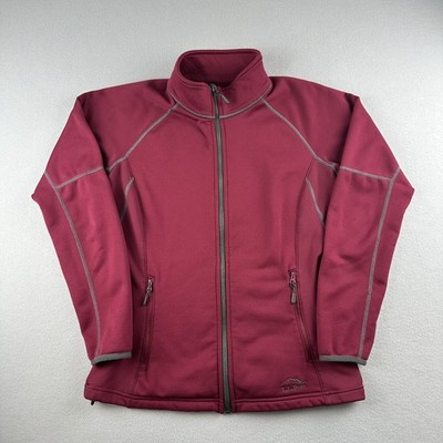 LLBean Women's Fleece Jacket Burgundy Size Medium Full Zip Outdoor Activewear