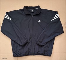 Vintage 04 Adidas Jacket Mens Size L 3-Stripes Full Zip Windbreaker White/Black