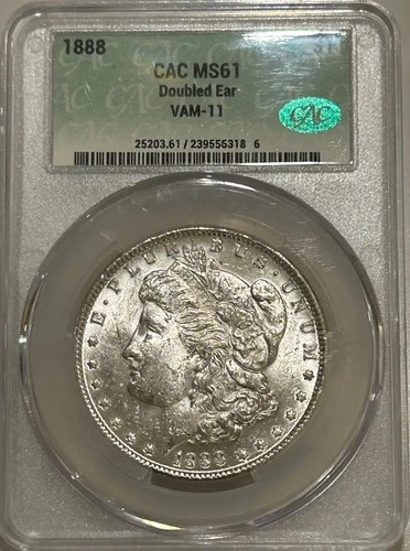 1888 P Morgan Silver Dollar CAC MS61 VAM-11 Doubled Ear Top 100