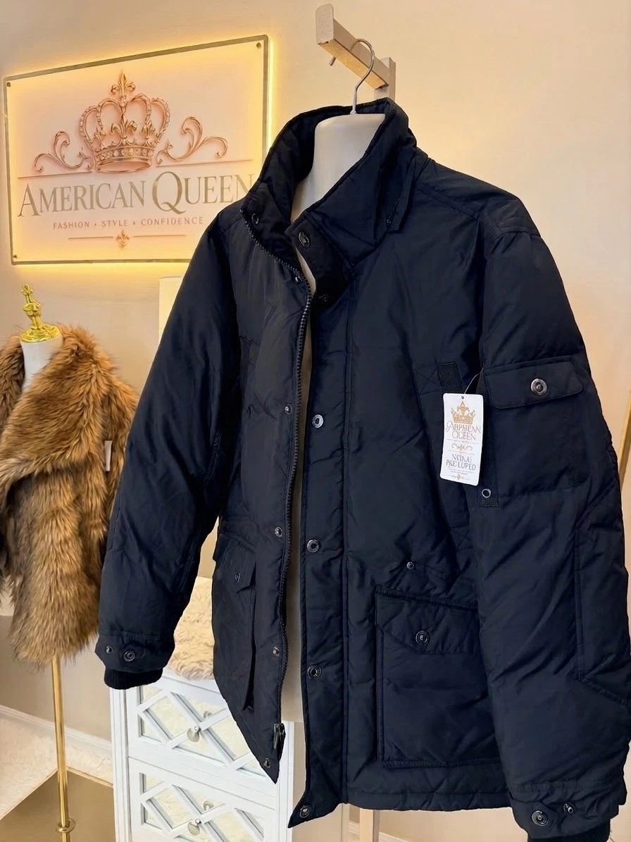 GUESS Men's Black Padded Utility Field Jacket – Multi-Pocket Winter Coat - product detail image 1