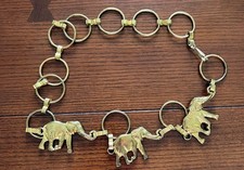 Fun Vintage 1980 Gold Tone Brass Elephant Chain Belt 38" Length w a Hook Clasp