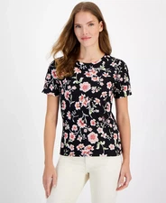 Nautica Jeans Women's Top Sz XL Floral Print Cotton T-Shirt