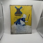 VINTAGE Old Dutch Cleanser Sign "Chases Dirt" Dutch Lady Advertising Metal Tin