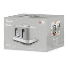 Image of Swan Retro Revive Grey 4 Slice Toaster Retro Design Chrome Accents ST19029GRY