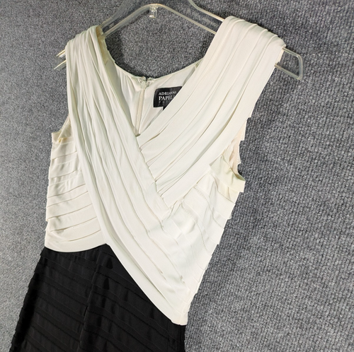 Adrianna Papell Fit & Flare White Ruched Black Lace Full Skirt Cocktail Dress 6P - Picture 3 of 20