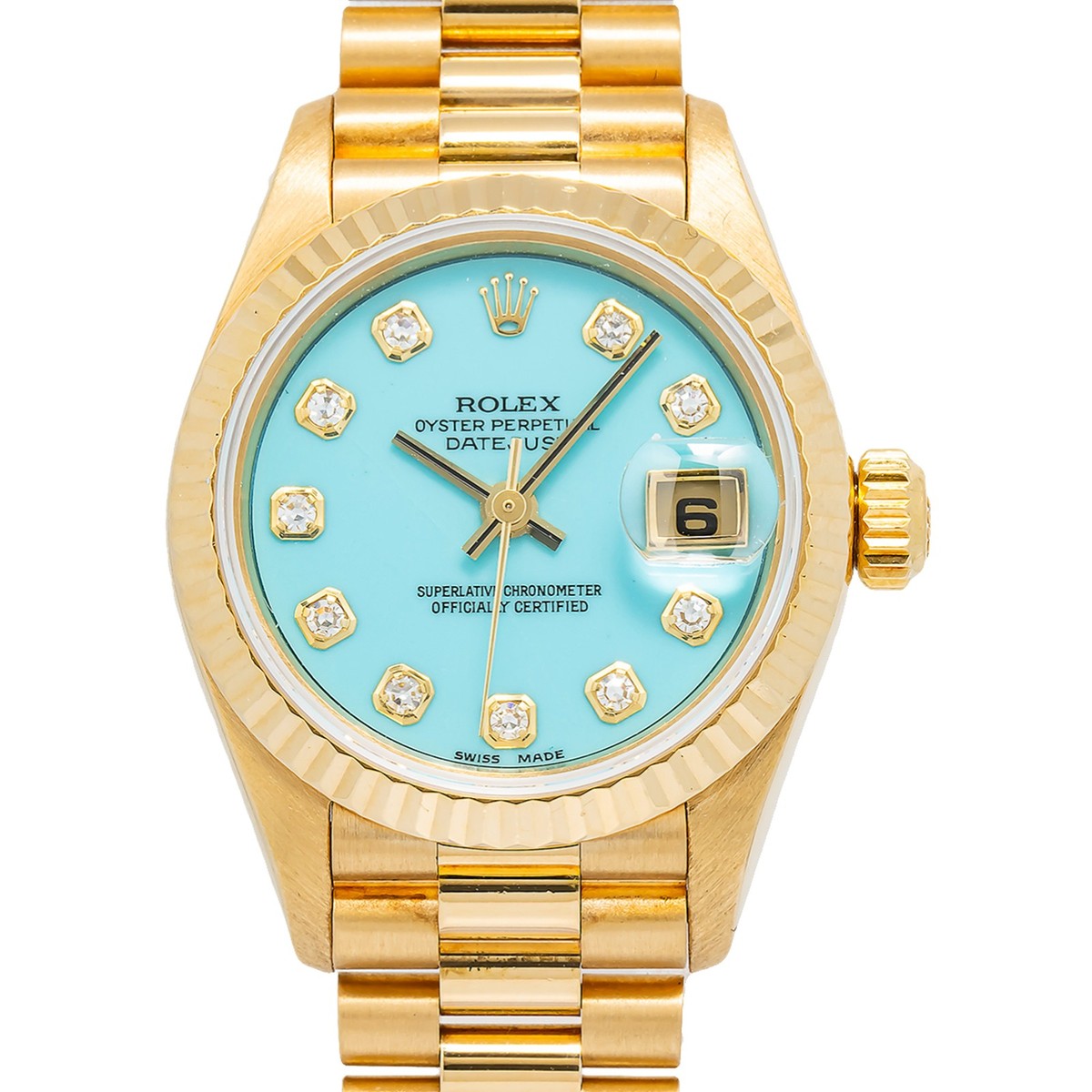 Rolex DateJust 79178 Automatic 18k YG Turquoise Stone Dial