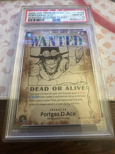 2025 One Piece OP13 Wanted Alternate Art #119 Portgas D. Ace PSA 10 GEM MINT