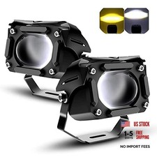 Motorcycle LED Fog Driving Lights,80W Amber and White Dual 2.8 inch Spot Light