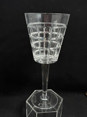 Ralph Lauren Monaco Water Glasse Goblets Signed RLL Plaid Cuts Panel Stem 8-5/8''