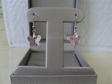 ACRYLIC BUTTERFLY BEADS EARRINGS PINK 