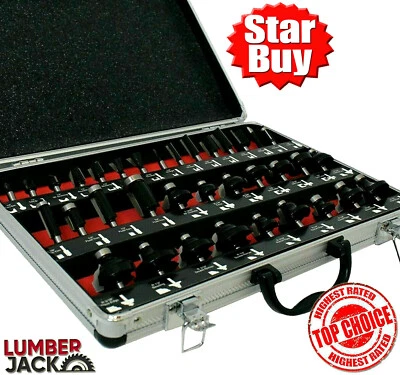 Router Bit Set 35pc 1/4" Shank Professional Woodworking Aluminium Case Tools