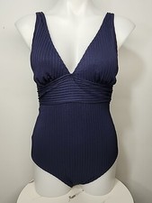 Nwt Cupshe Womens One Piece Swimsuit Size Large Textured Lines Blue Color.