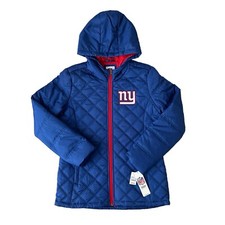New York Giants Womens Jacket Size Large Blue Nfl Team Winter Quilted Coat New