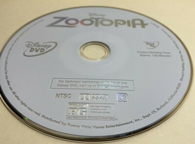 Disney's Zootopia (DVD ONLY) NO CASE OR COVER ART 786936850291 | eBay