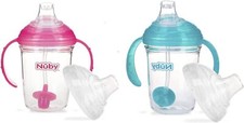 Nuby No Spill 360 Weighted Straw Grip N' Sip Tritan Cup with Hygienic Cover,...