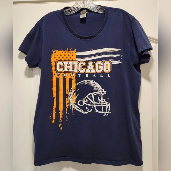 WOMEN'S NAVY BLUE COTTON T-SHIRT CHICAGO FOOTBALL SIZE XL